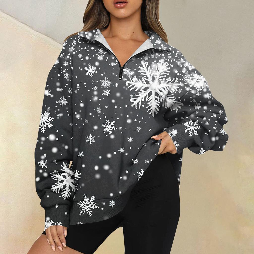 Женская повседневная мода с длинным рукавом и принтом, свободный свитшот на молнии