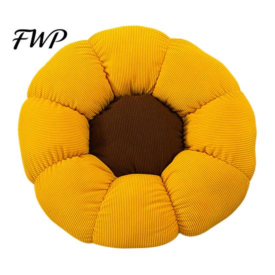 Kids Play Area Mat Corduroy Flower Cushion, Cute Shape Floor Decorative Cozy Tatami Cushion Throw Pillow for Bed Sofa Couch Room Decor Round Floral