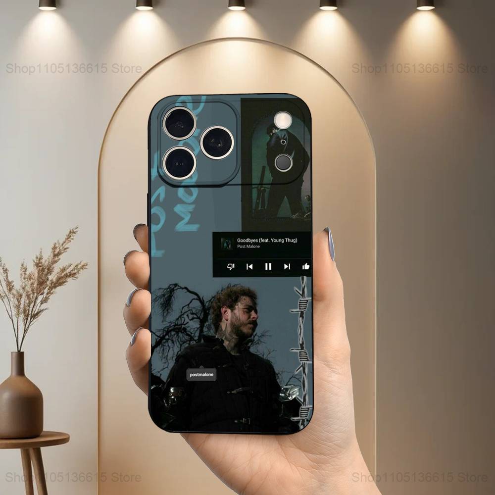 P-Post M-Malone Singer For iPhone 13,17,11,12,16,14,15,Plus,Pro Max,XS,X,XR,SE,Mini,8,7,Soft Silicone Black Phone Case