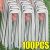 10-100 шт. Прочные Трубчатые Колышки для Забора, Колышки для Дерна, U-образные Садовые Скобы, Оцинкованный Ландшафтный Шип для Удержания Газонов, Барьерные Колышки для Земли