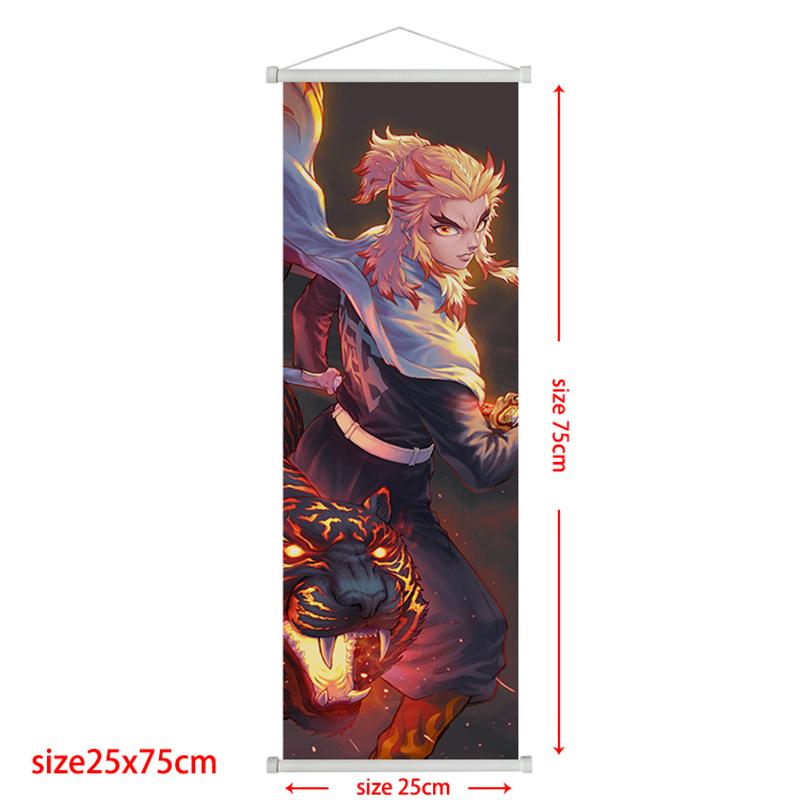 Demon Poster Rengoku Scroll Slayer Kyoujurou Home Decor Kamado Tanjirou Living Decoration Hanging Painting Kids Gift Posters