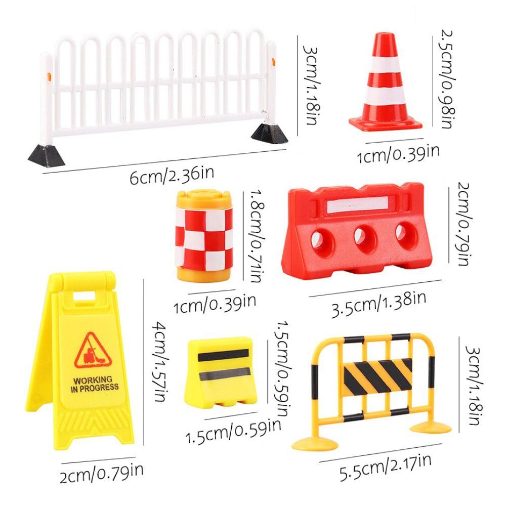 Pretend Play Mini Road Construction Fence Highway Construction Scene Model Doll House