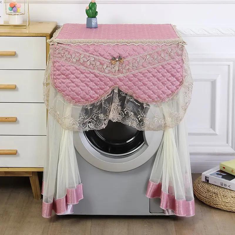 Пылезащитный чехол для стиральной машины с французским барабаном, хит продаж, тканевые чехлы для стиральных машин, синий кружевной пылезащитный чехол для стиральной машины