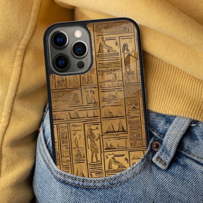 Egyptian Hieroglyphics Soft Phone Case for iPhone 17 Air 16e Pro max 15 Pro 13 14 Plus 11 12 MagSafe Magnetic Coque