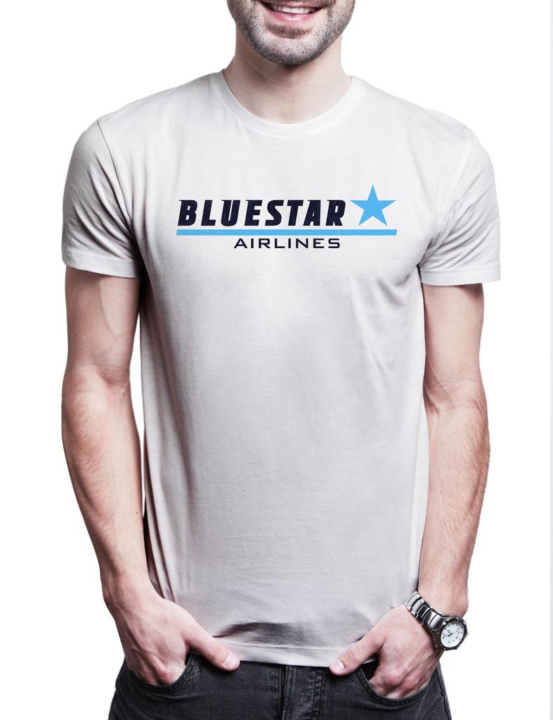 Bluestar Airlines Herren T-Shirt Wall Fluggesellschaft Street Gekko Movie Fox