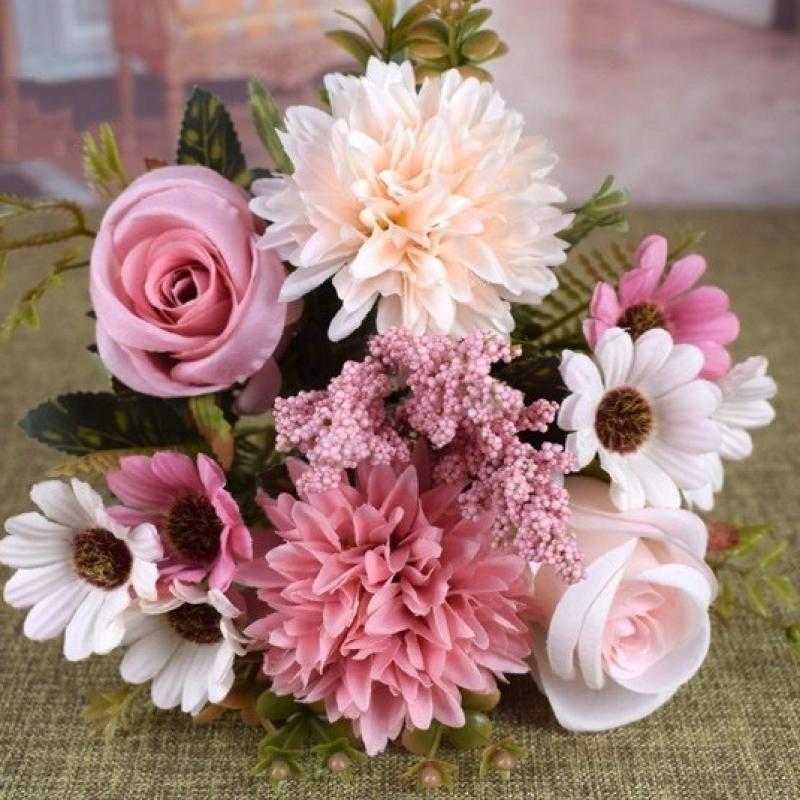 1 шт. Искусственные розы цветы свадебный букет невесты сад поддельные шелковые пионы гортензии ваза украшение для дома реквизит для фото