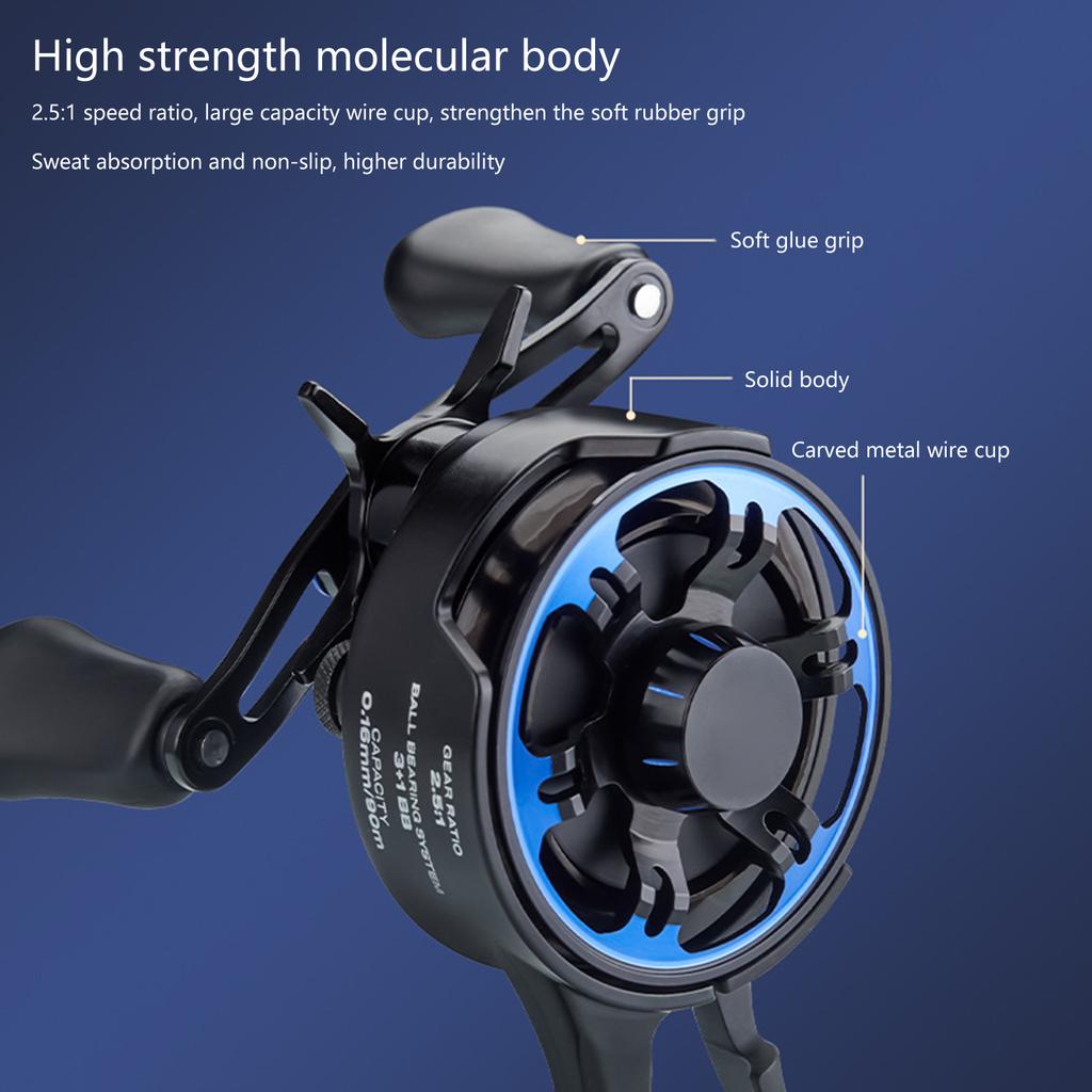 Катушки для подледной спиннинговой рыбалки с высокой скоростью 2,5:1 Колесо для рыбалки нахлыстом, регулируемое, для левого рыболовного плота