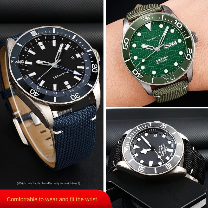 Мужской спортивный ремешок для часов Mido M026.629 M026.430 Ocean Star Pilot Нейлоновый холст Натуральная кожа нижняя часть ремешка 22 мм Аксессуары
