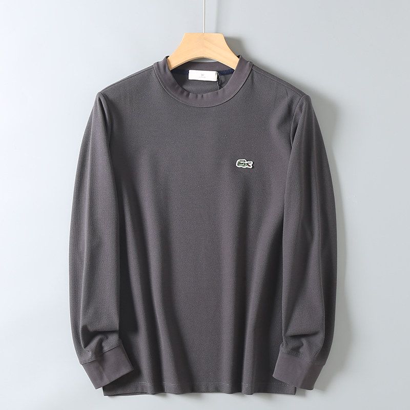 Waffle Texture Skin-Friendly Stretchy Export Surplus Autumn Men's Casual Versatile Long-Sleeve T-Shirt Round Neck Base Shirt