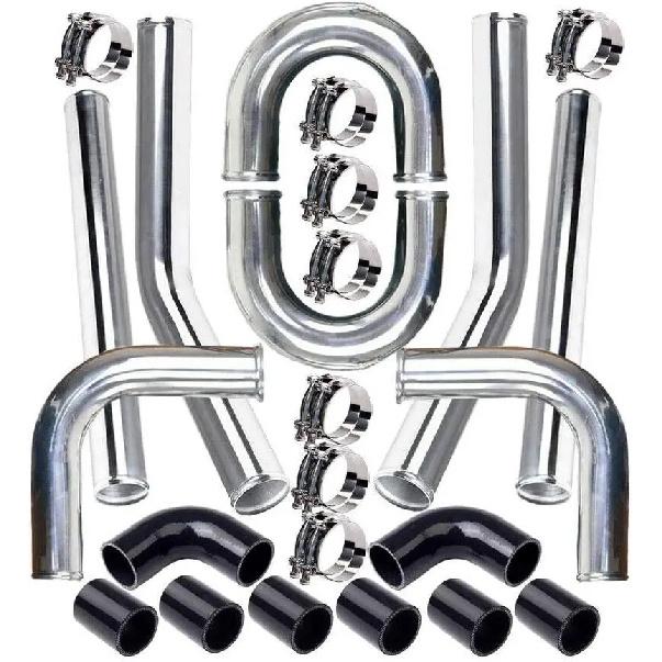 2.5" Inch Turbo Intercooler Piping Aluminum w/U Pipe Silicone Coupler Clamp Kit