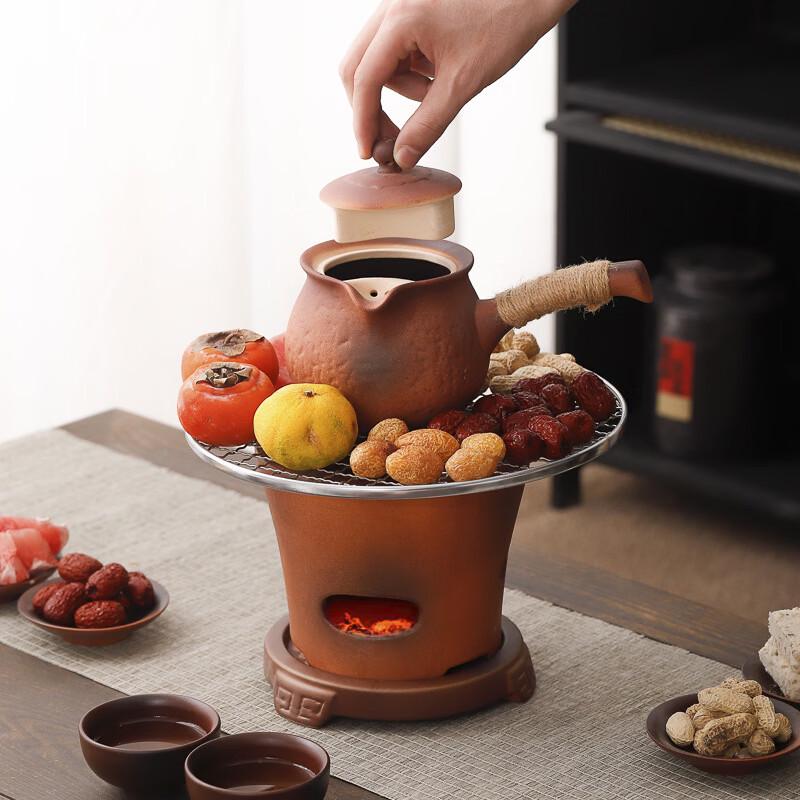 Retro Volcanic Rock Hearth Tea Kettle & Stove Set