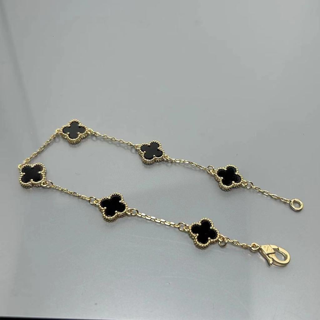 Высококачественный мини-браслет с четырёхлистным клевером из красного агата с шестью цветками, женский, знаменитость, элитный, женский браслет