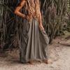 Women's Casual Skirt Drawstring Large Pockets Boho Loose Long Skirt