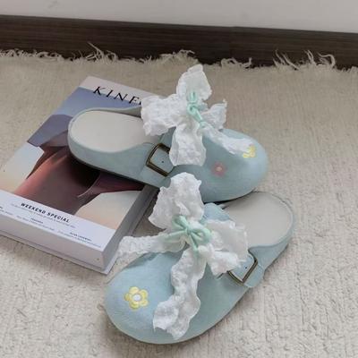 Юбка в стиле сяосянфэн, летняя, обувь, женская, новая, с бантом, полушлепанцы женские, универсальная обувь на одном ходу, ленивая