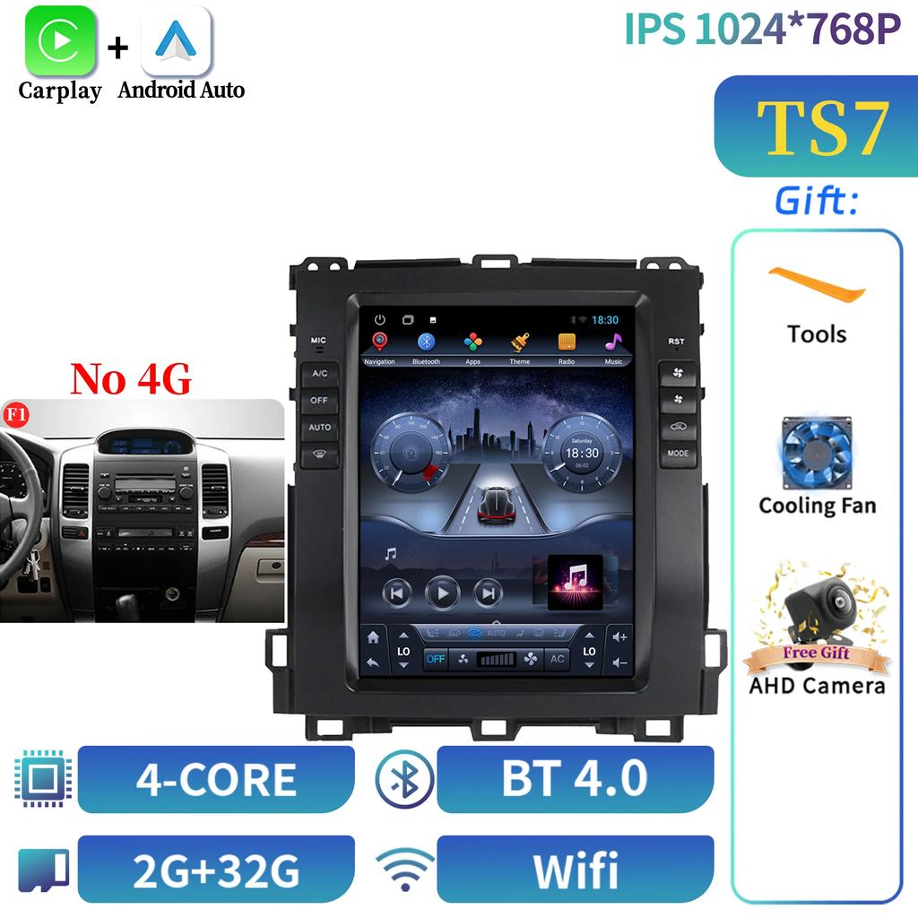 10.4"Для Prado 120 Lexus GX470 Для Toyota Land Cruiser 2002-2009 Android Навигация CarPlay Автомобильное радио Мультимедиа Экран Стерео