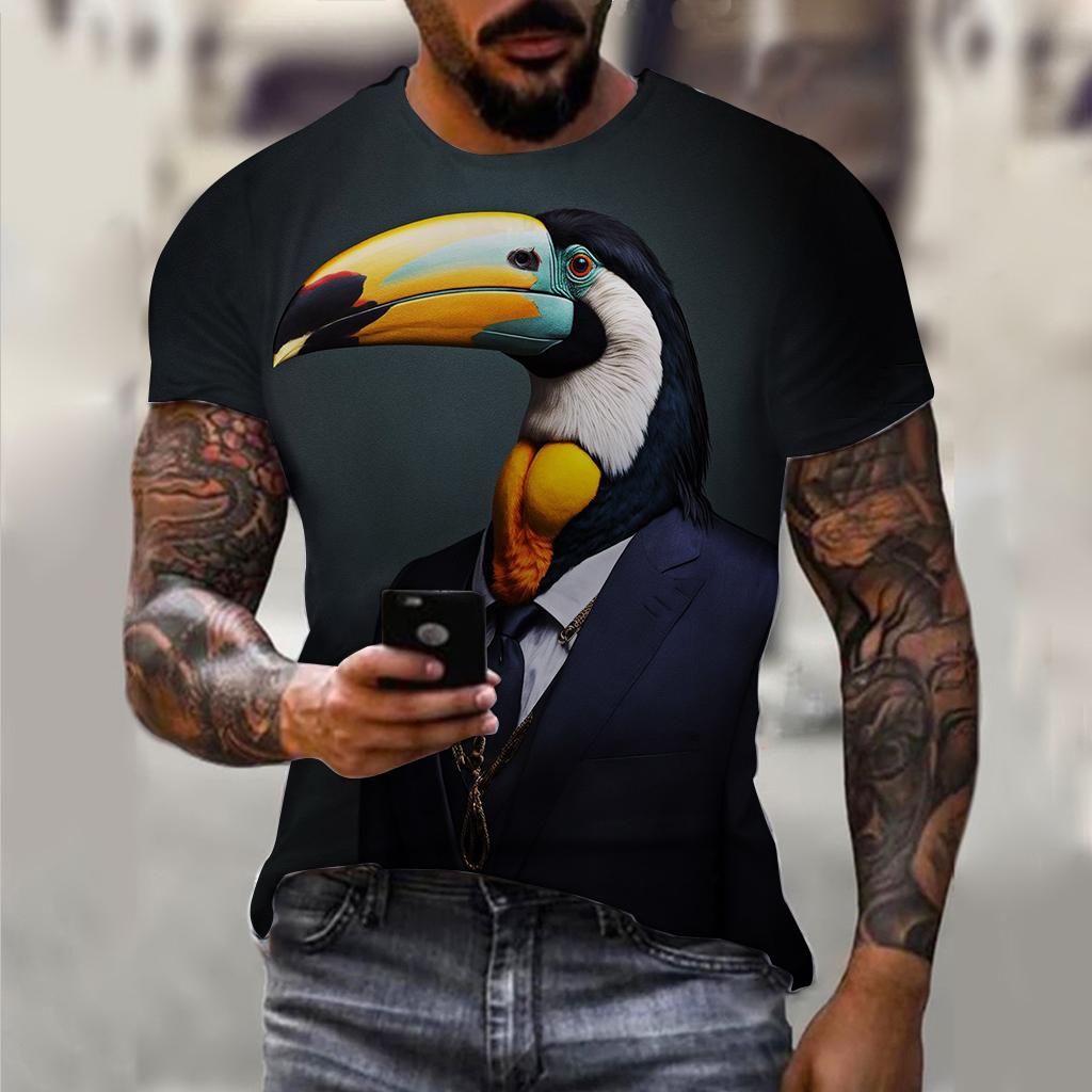 Мужская футболка с костюмом, летняя футболка с короткими рукавами и изображением животных, одежда большого размера с 3D принтом для собак, уличная повседневная футболка для мужчин, одежда