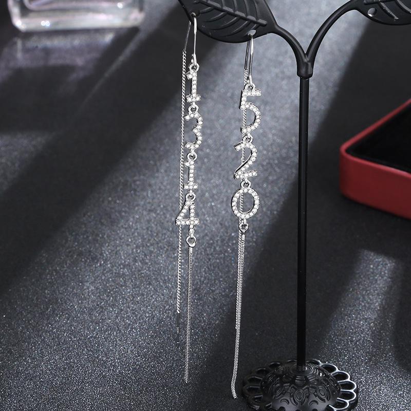 Корейские длинные серьги-игл S925 Silver Star & Moon Leaf Clover для женщин