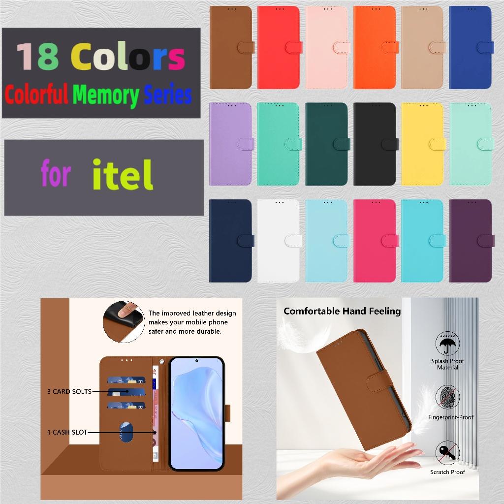 18 - Color PU Leather Phone Wallet Case for Itel Series.itel A05s,A23 Pro,A17,A48,A50,A50C,A60s,A60,A70,A80,P38,P40,P55,RS4,S17,S18,Vision 5,S23,S24..