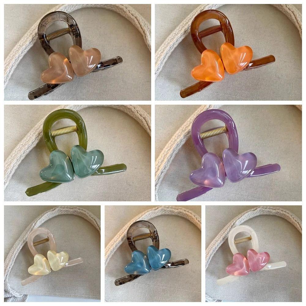 Headwear Heart Shark Clip Korean Style Resin Shark Clip Hair Accessories Love Hair Claw  Festival