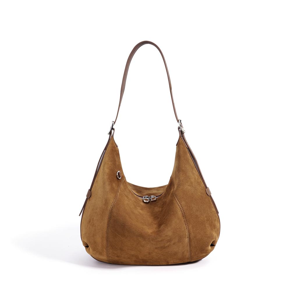 Autumn and winter shoulder bag large-capacity commuter bag high-end light luxury half-moon saddle bag