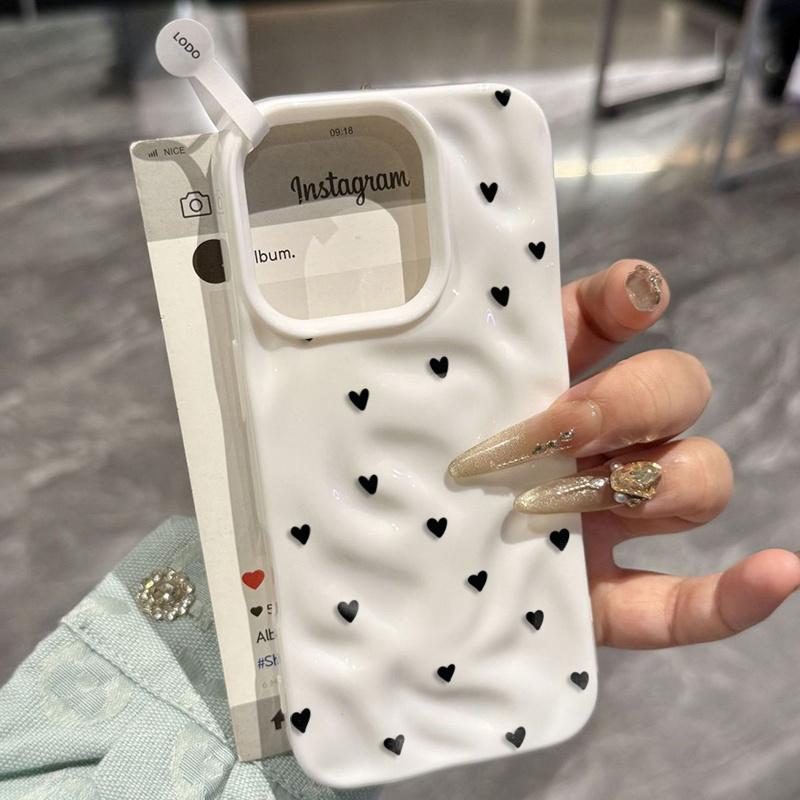 Чехол для телефона в форме сердца с волнами, подходит для iPhone 17 16 15 14 13 12 11 Pro/Max/Plus, противоударная задняя крышка