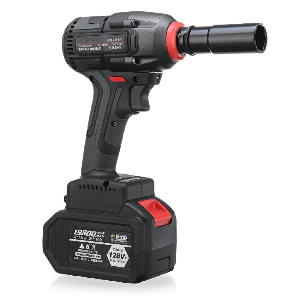 128V Electric Brushless Wrench 19800mAh Large Capacity Power Wrench Tool 1 OR 2 Lithium Batteries