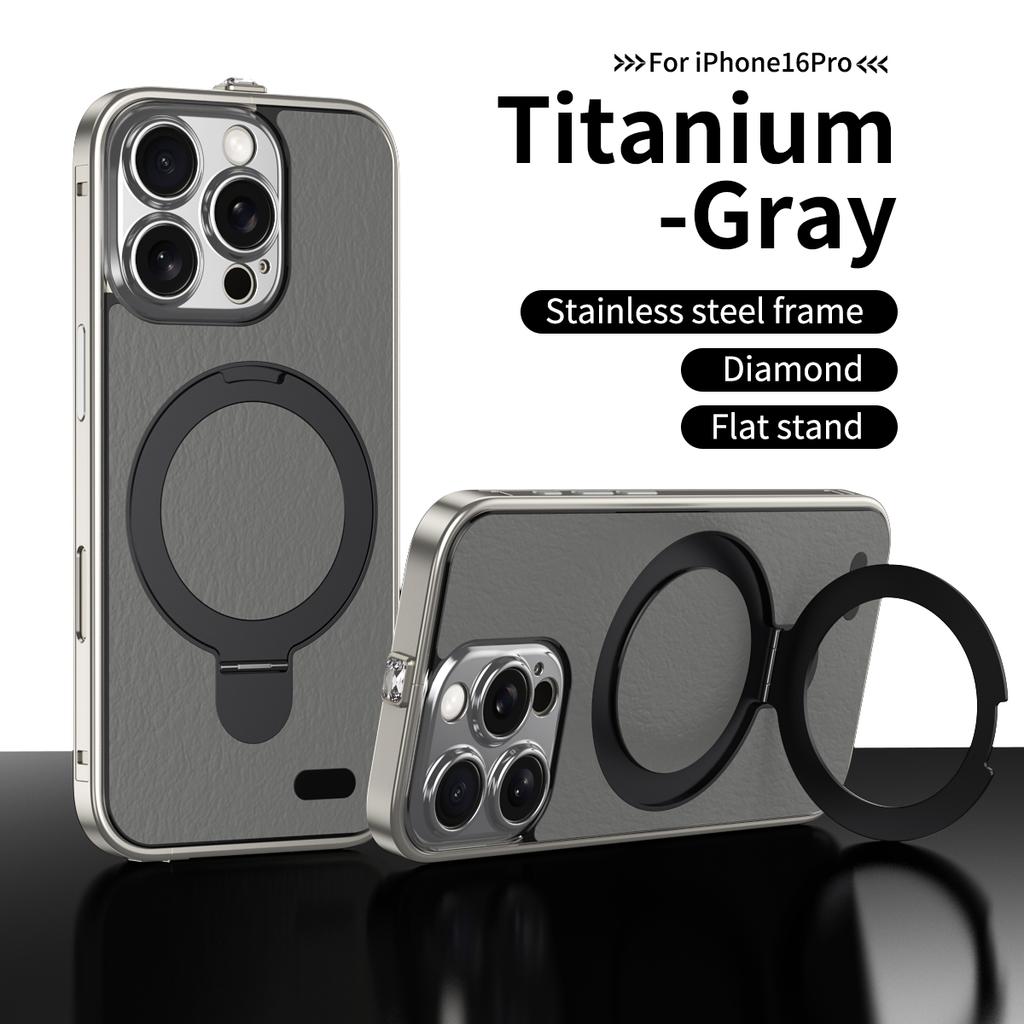 Роскошный чехол из алюминиевого сплава с магнитной подставкой для iPhone 16 15 Pro Max Magsafe с беспроводной зарядкой, металлическая рамка объектива