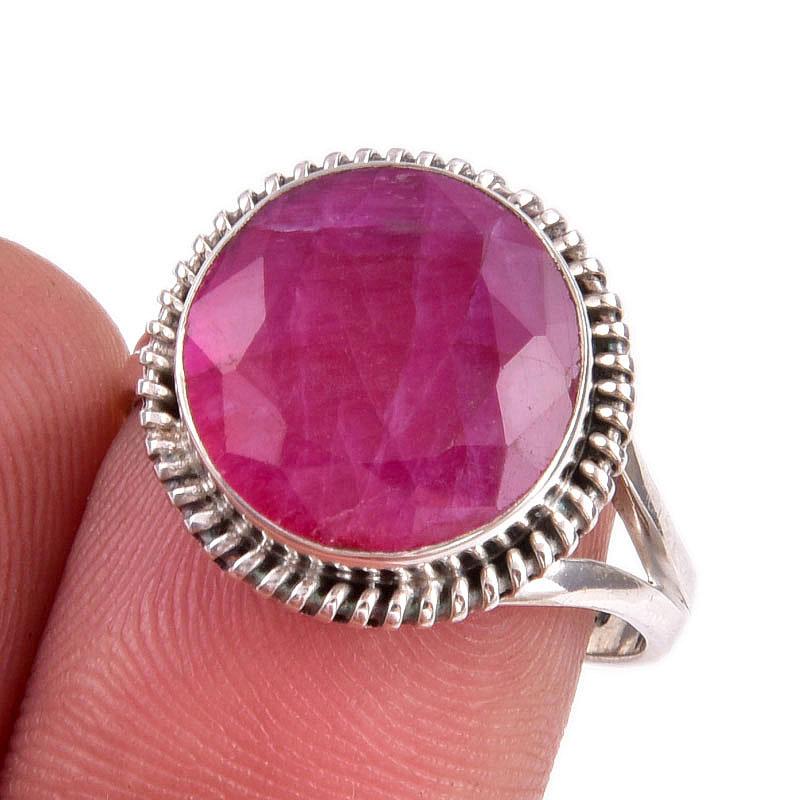 Красный Рубин(Смоделированный) Кольцо из серебра 925 пробы с драгоценными камнями ручной работы S.8 o0R81