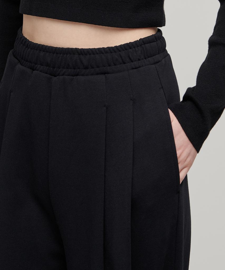 MUSINSA STANDARD WOMAN Женские широкие брюки-джоггеры из двустороннего трикотажа с двумя защипами [Черный]