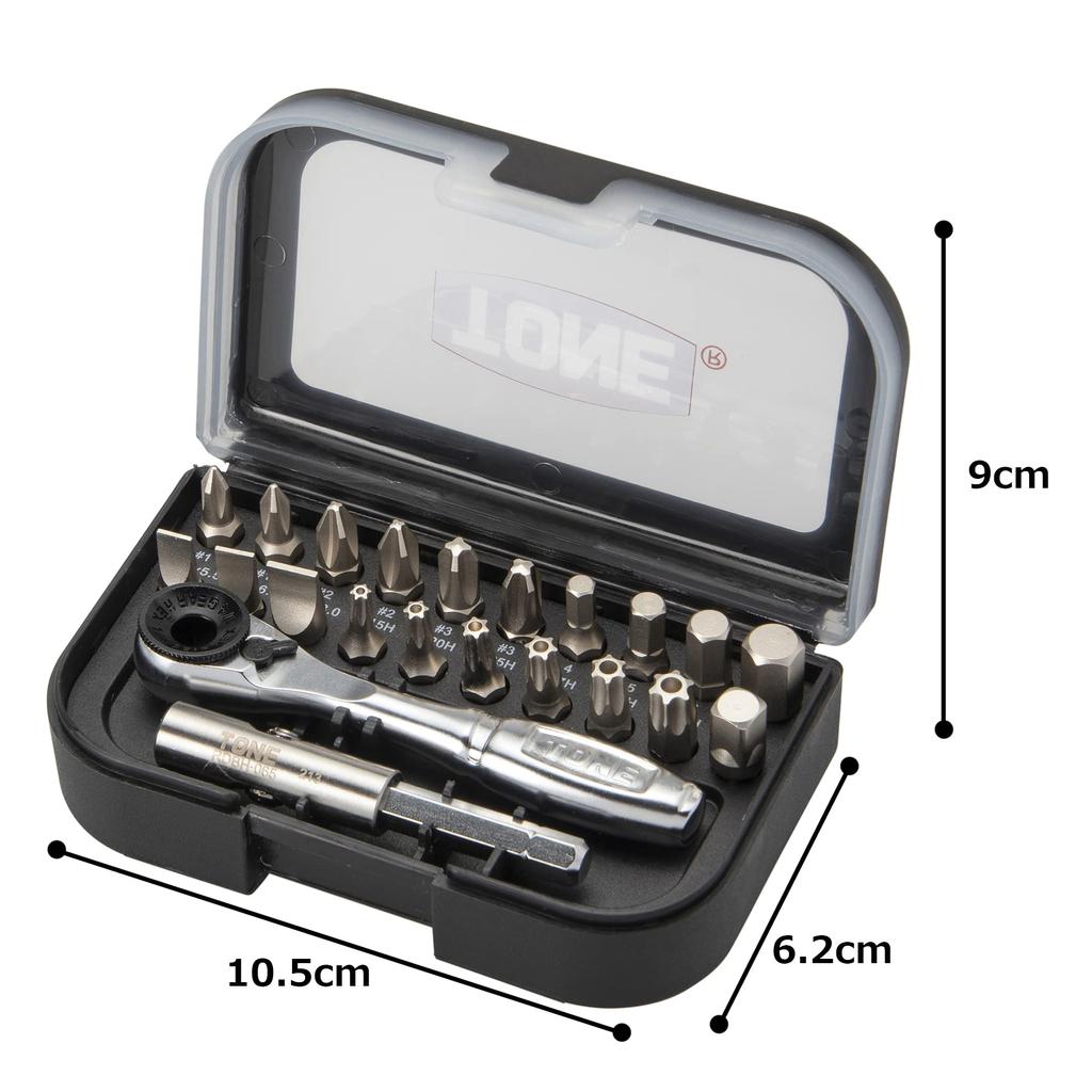 TONE Bit Ratchet Set BRS20 Bit Insert Black Contents 22 Items &6.35mm(1/4")