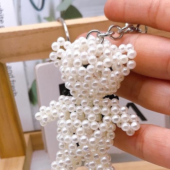 Брелок-подвеска в виде медведя и кролика из искусственного жемчуга, ручной работы, плетеный, легкий шарм, брелок для ключей, аксессуар для рюкзака/сумки