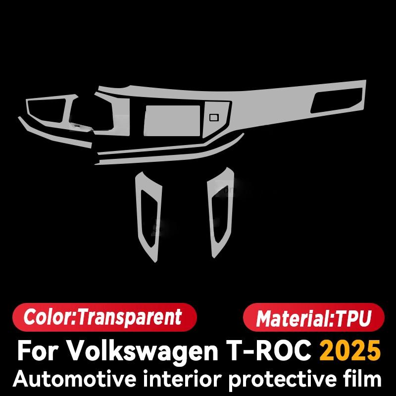 For Volkswagen T-ROC 2025 Car Panel Film Dashboard Protective Sticker Interior Screen Anti-Scratch Film Cover Accessories