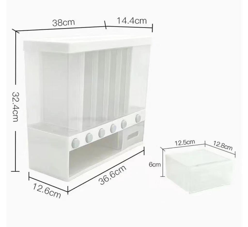 6 Grids Rice Dispenser Food Dispenser High-capacity Rice Storage Dry Food Dispenser Grain Storage Dried Fruit Food Storage Box