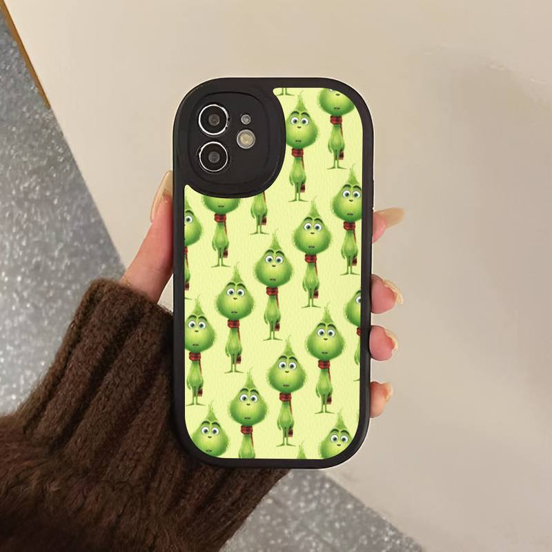 Чехол из твердой кожи с изображением рождественского зеленого монстра для iPhone 13 12 Mini 11 14 Pro Max Xs X Xr 7 8 Plus 6 6s Se 2022, силиконовый чехол