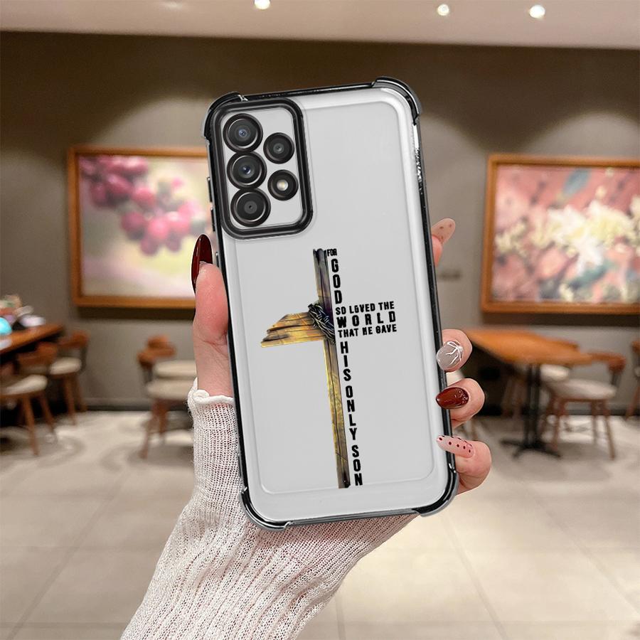 Простой Христианский Крест Чехол для Телефона Funda Case для Samsung Galaxy A33 A50 A23 A51 A16 A06 A14 A04 A54 A34 A12 A03 A15 A05 A24 A52