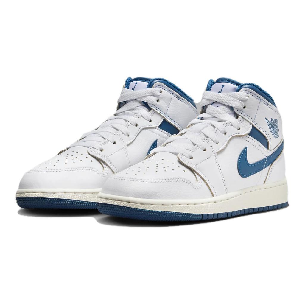 Кроссовки Air Jordan 1 Mid SE GS Industrial Blue Kids White Sail FN7432-141