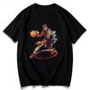 Summer Men's New Iverson Character T-shirt Basketball Fire Print Casual Short-sleeved Round-neck 100% Cotton T-shirt Streetwear