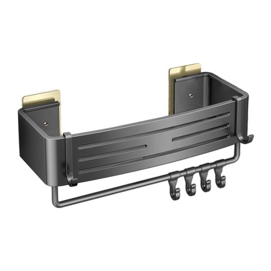 Bathroom Shelf Towel Rack Strong Load-bearing Drainage Hole Design Self Adhesive No Drilling Easy To Install Storage Rack Shower Organizer