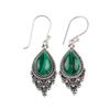 Natural Malachite Gemstone 925 Sterling Silver Jewelry Handcrafted Earrings 1.9" EE-85-24