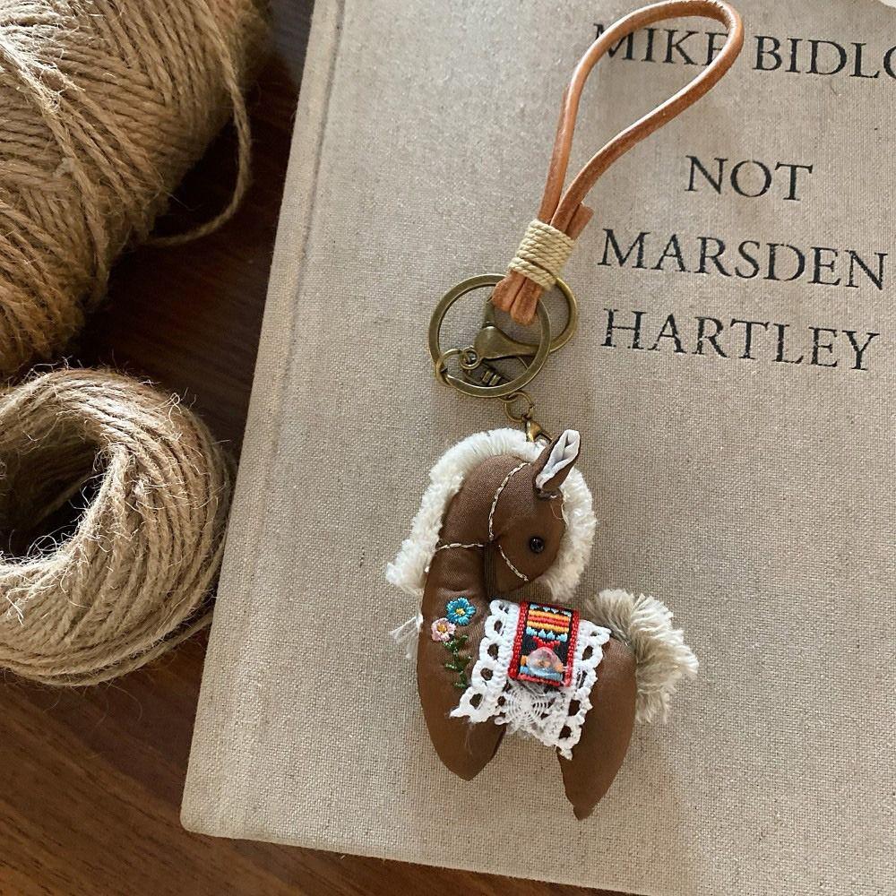 Stuffed Animal Horse Year Key Ring Cute Design Pony Pendant Backpack Decoration
