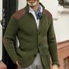 2025 Autumn/Winter Men's Slim Fit Cardigan Sweater with Turn-Down Collar In Plus Sizes - European and American Style.