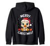 Duck Christmas Sweater Santa Hat Fairy Lights Cute Merry Christmas Duck Zip Hoodie