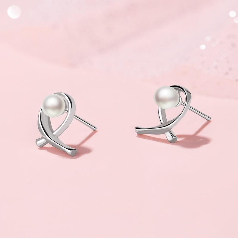 Нерегулярные серьги-гвоздики с имитацией жемчуга в виде креста, женские простые серьги для пирсинга ушей в стиле ниши Sense Summer