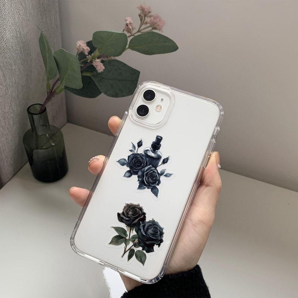 50PCS Rose Theme Roses Decal Stickers Black Notebook Decals Photo Prame