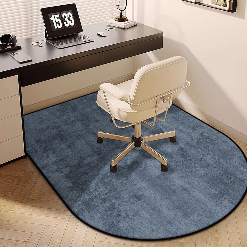 Modern Grey Elliptic Chair Mats Easy Clean Large Area Living Room Carpet Non-slip Bedroom Decoration Cloakroom Rugs Customizable