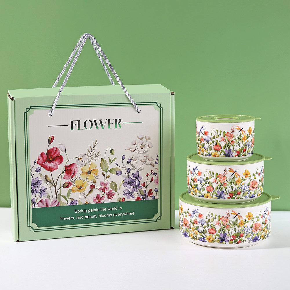 Lemon Fresh Ceramic Bowl Set with Lid - Practical Housewarming Gift Box