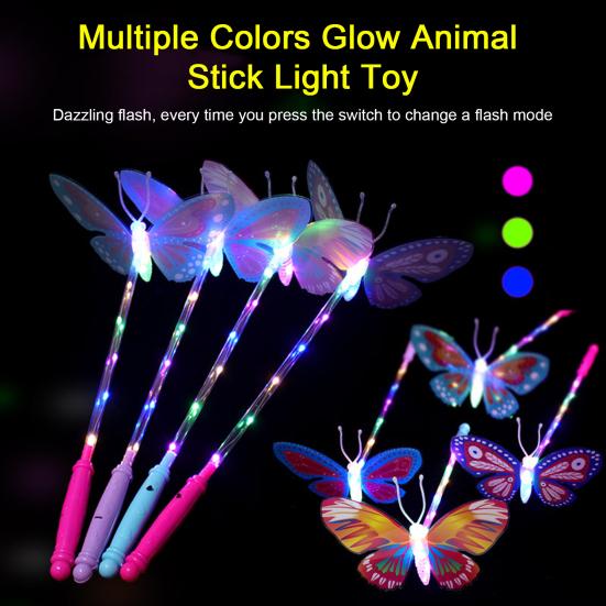 Светящиеся Бабочки Палочка Светящаяся в Темноте 3 Режима Регулируемая Ручная Высокая Яркость Работа от Батареек Цветная Светящаяся Палочка Животное Мигающая Игрушка