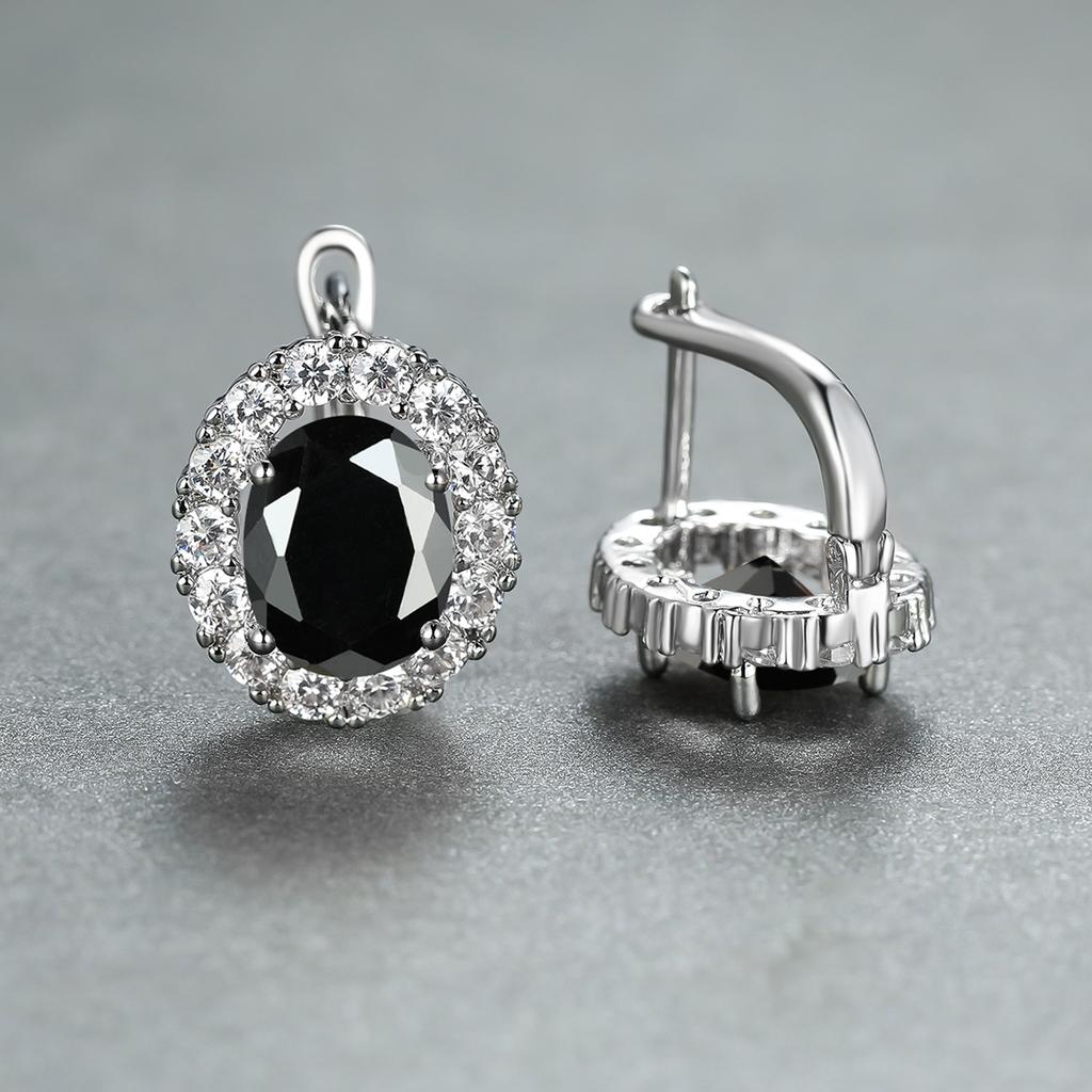 Luxury Purple Stone Gold Color Love Drop Earrings Bride Band Engagement Ear Clip Jewelry