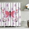 Pink Butterfly Shower Curtain with Black Outline Pattern for Bathroom Decor Waterproof Fabric, Flower Design Home Bath Accessori