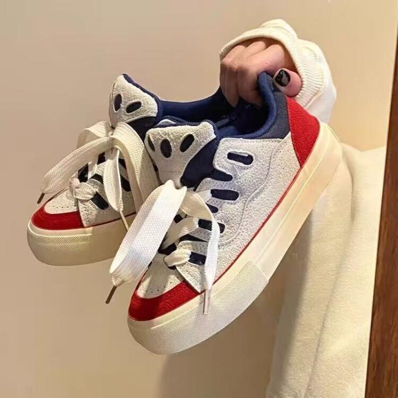 Retro Ladies Sports Board Shoes Peplum Casual Original Niche Bread Small White Shoes Breathable Anti-slip Wear-resistant Low-top Sneakers